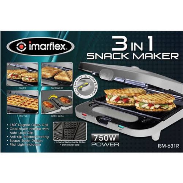 Imarflex ISM631R Snack Maker 3 in 1 ISM631R (Houseware Express