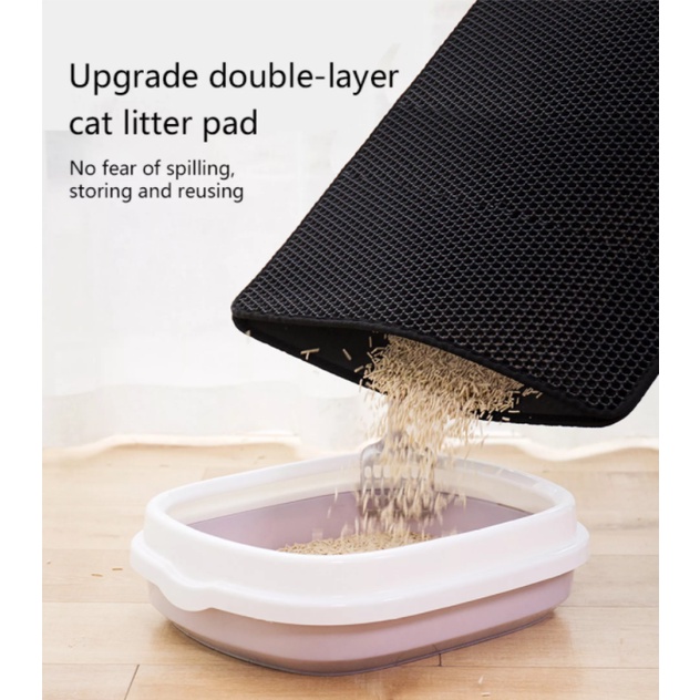 Cat Litter Mat EVA Double Layer pet cat litter pad Bottom Non-slip ...