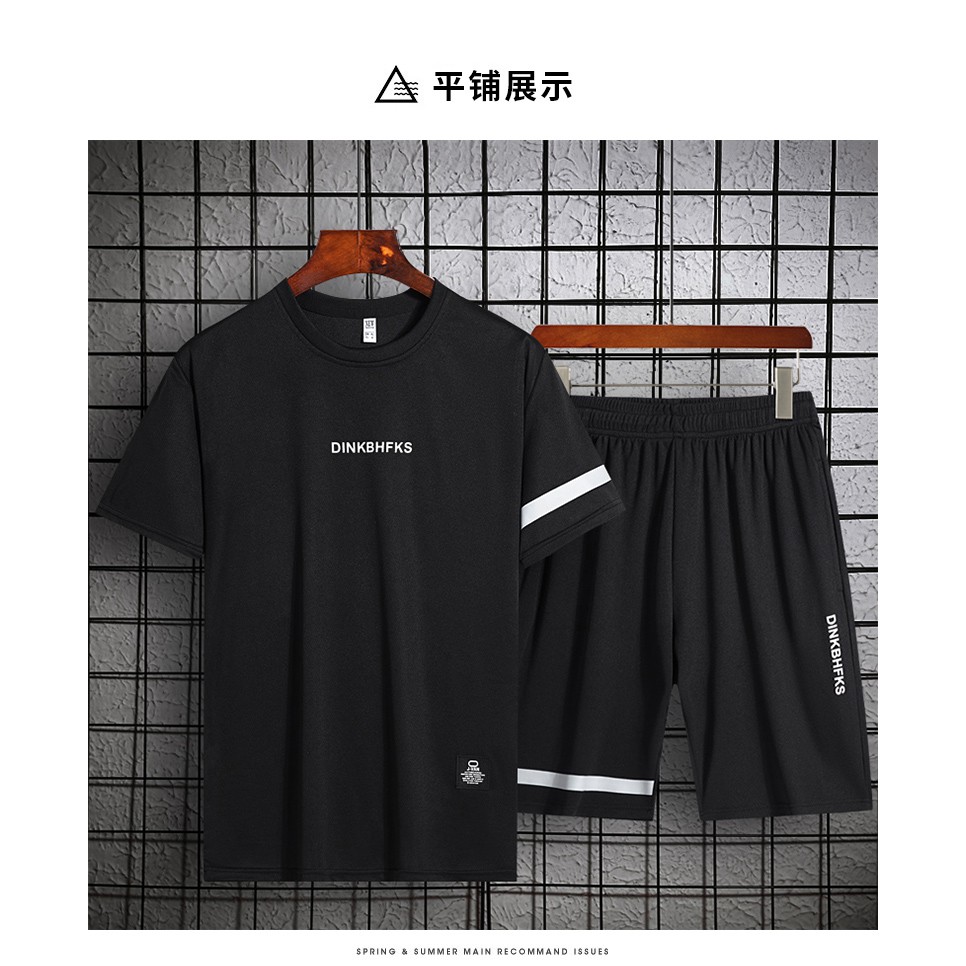 KOREAN SIZE Fashion Men's short sleeve sports suit Terno T-shirt+Shorts ...