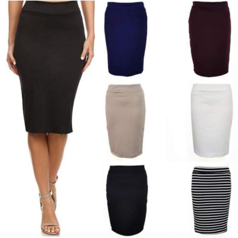 Sexy below the knee pencil skirt(plain makapal) Shopee Philippines