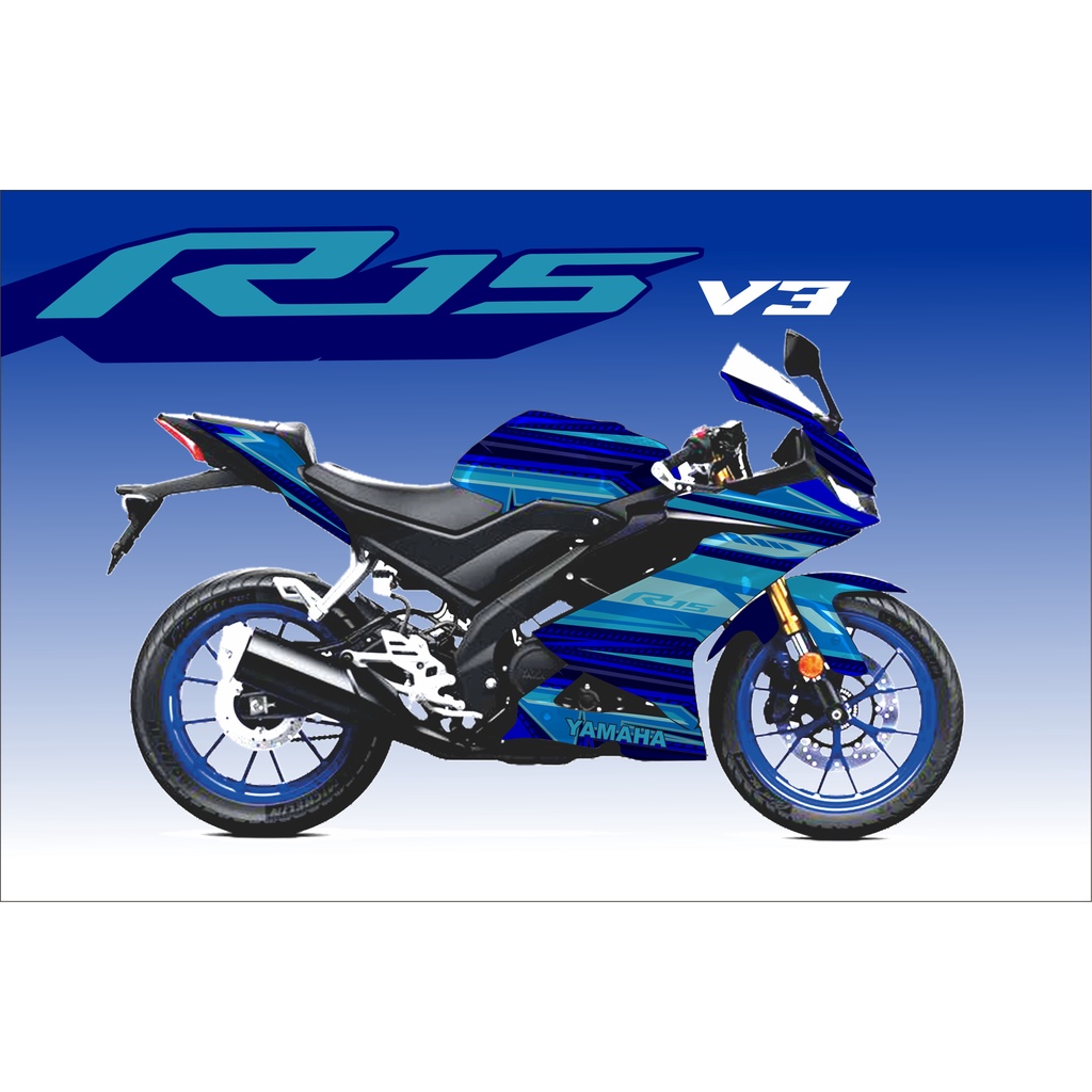 Yamaha r15 v3 blue decal | Shopee Philippines