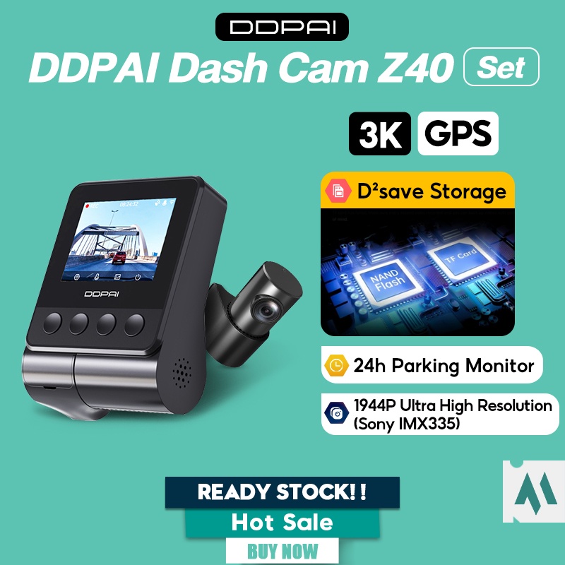 DDPAI Z40 Dash Cam Set With Rear Camera Set 1944p HD GPS 140° 24