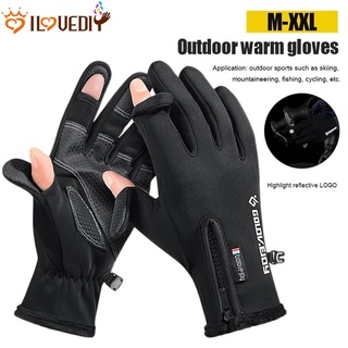 2 Finger Flip Fingerless Gloves Winter Fishing Glove Non-slip Waterproof  Warm Winter Gloves for Fishing