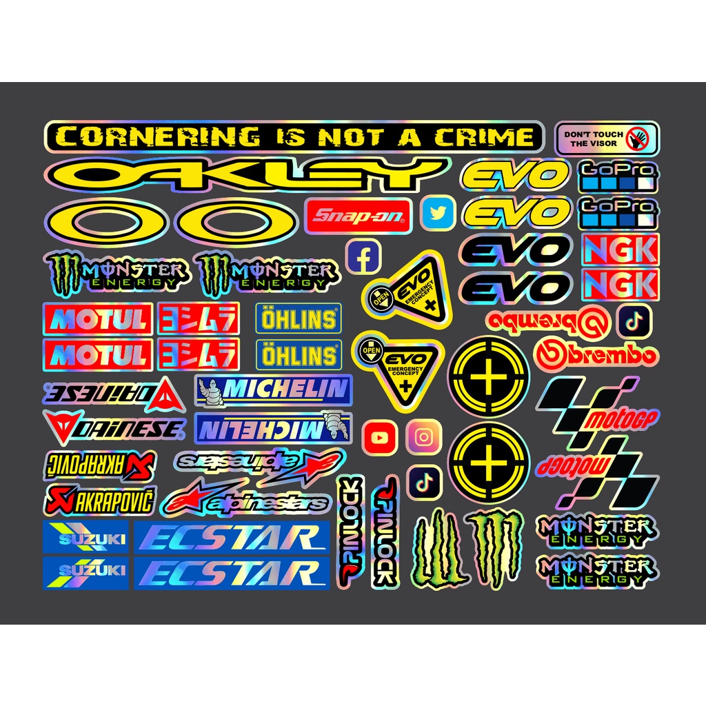 HELMET VISOR STICKER SET REFLECTIVE HOLOGRAM WATERPROOF Shopee