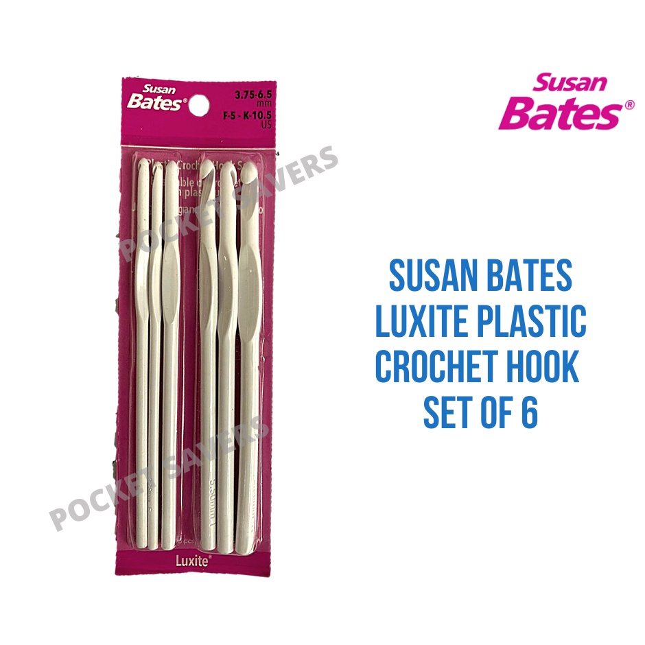 SUSAN BATES Luxite Plastic Crochet Hook Set of 6 (Lightweight & Durable