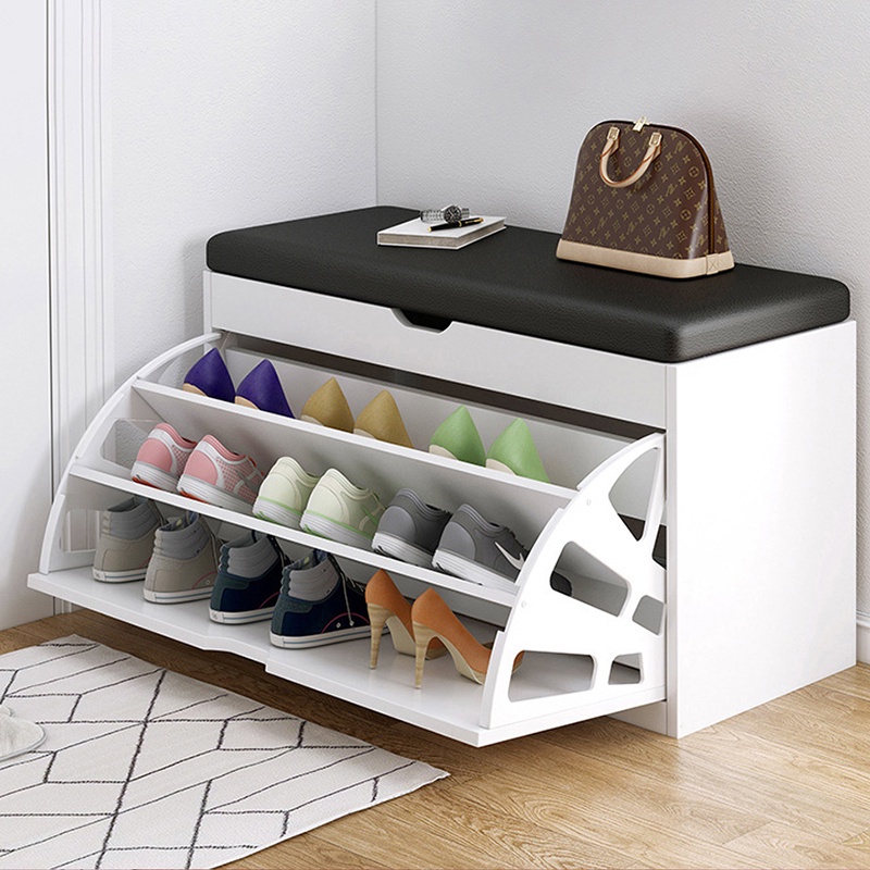 Baby Steps Shoe Storage Bench Tipping Shoe Rack with Cushion