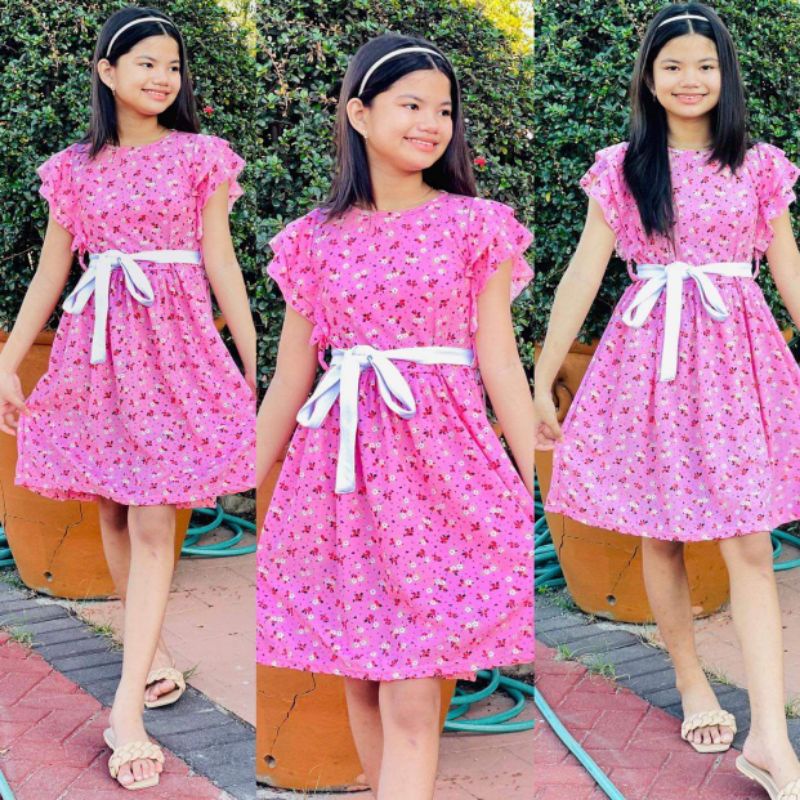 Pre Teens Combi Dress With Belt for age 9 to 13 years old | Shopee ...