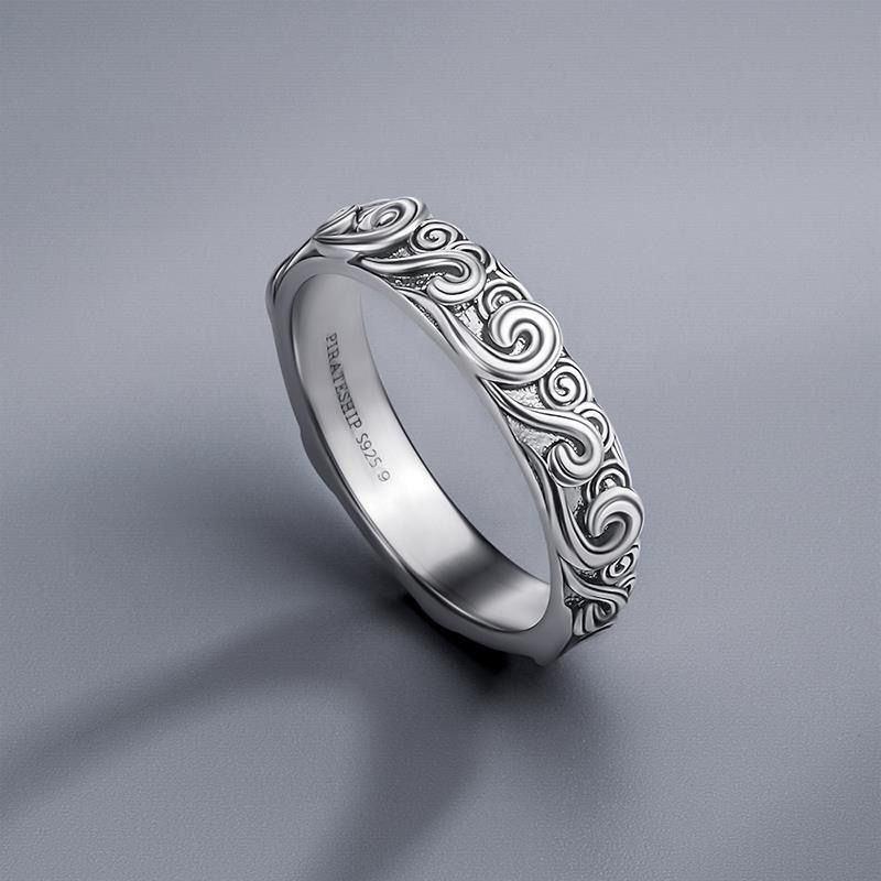 Sterling Silver 925 Auspicious Clouds Chinese Style Opening Ring ...