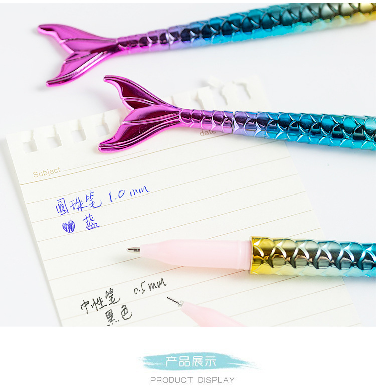 12 Pcs Fish Pen, Mermaid Ballpoint Pen, Gel Ink Pens, Mermaid