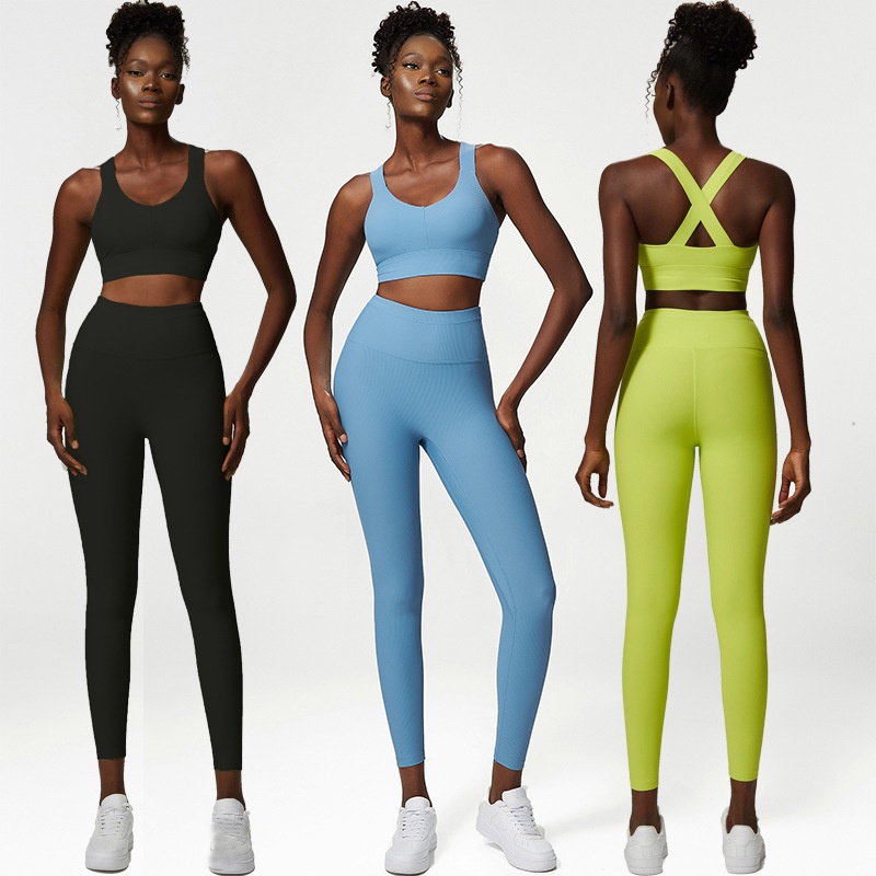 Yoga pants and sports bra set sales