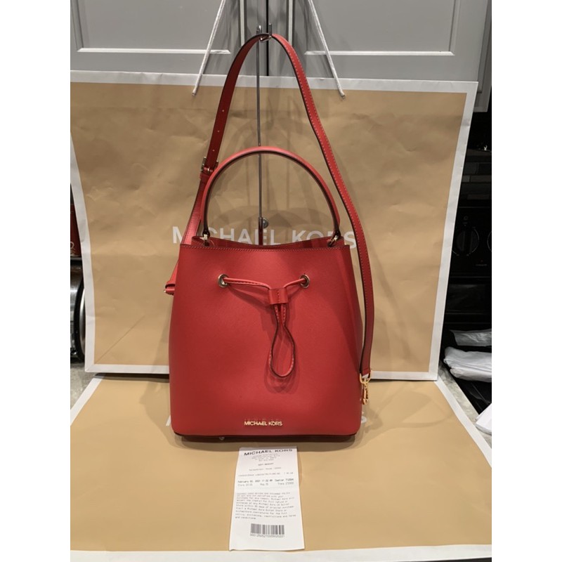 Michael Kors Suri Bucket Messenger Crossbody Bag in Red