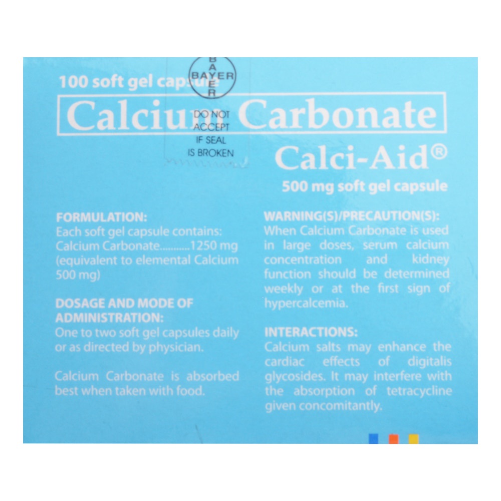 CALCI-AID 500mg Soft Gel Capsule (Sold per capsule) | Shopee Philippines