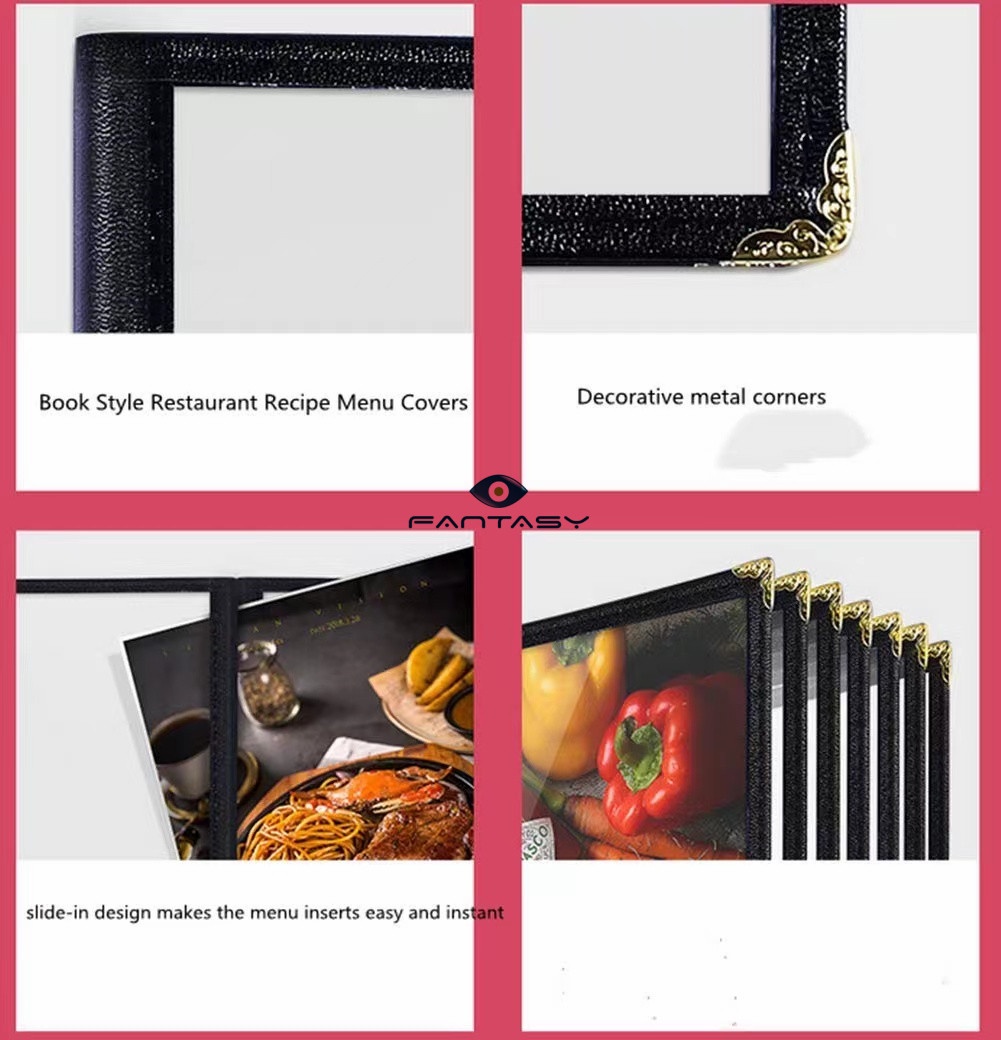 2 Pages 4 Faces A4 Transparent Menu Covers Restaurant Menu Folder Menu ...