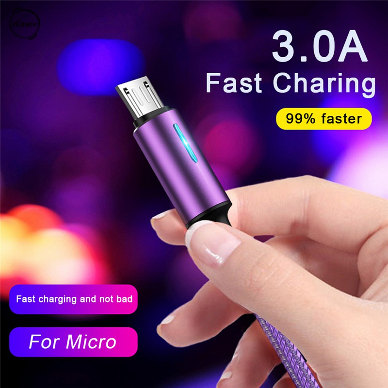 CF 3A Micro/Type-C/Lighting USB Cable Nylon Fast Charge Wire USB Data ...