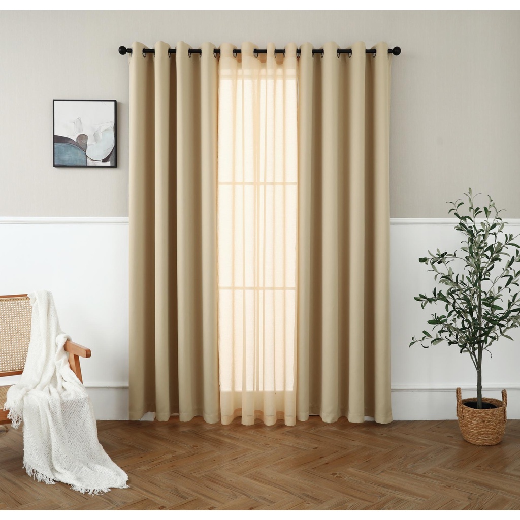 3in1 Set Hc0010 Plain Fabric Curtain New Arrival Curtain For Window 