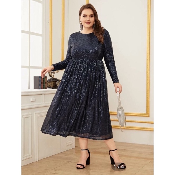 SHEIN DRESS PLUS SIZE BLUE SEQUIN DRESS (0XL-2XL SIZE)