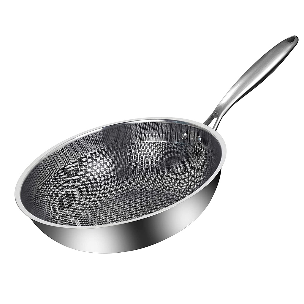 HomeCare Stainless Steel Honeycomb Wok Pan Non Stick Frying Sauce Pan ...