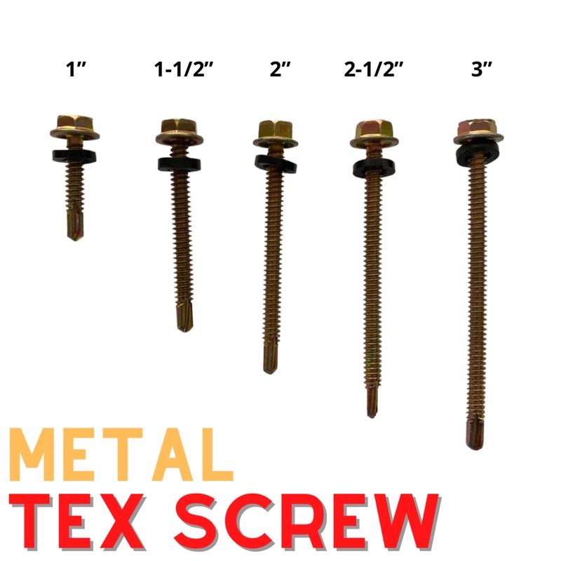 (100pcs) Tex Screw for Metal for Wood 1,1-1/2, 2, 2-1/2,3 inch Texscrew ...