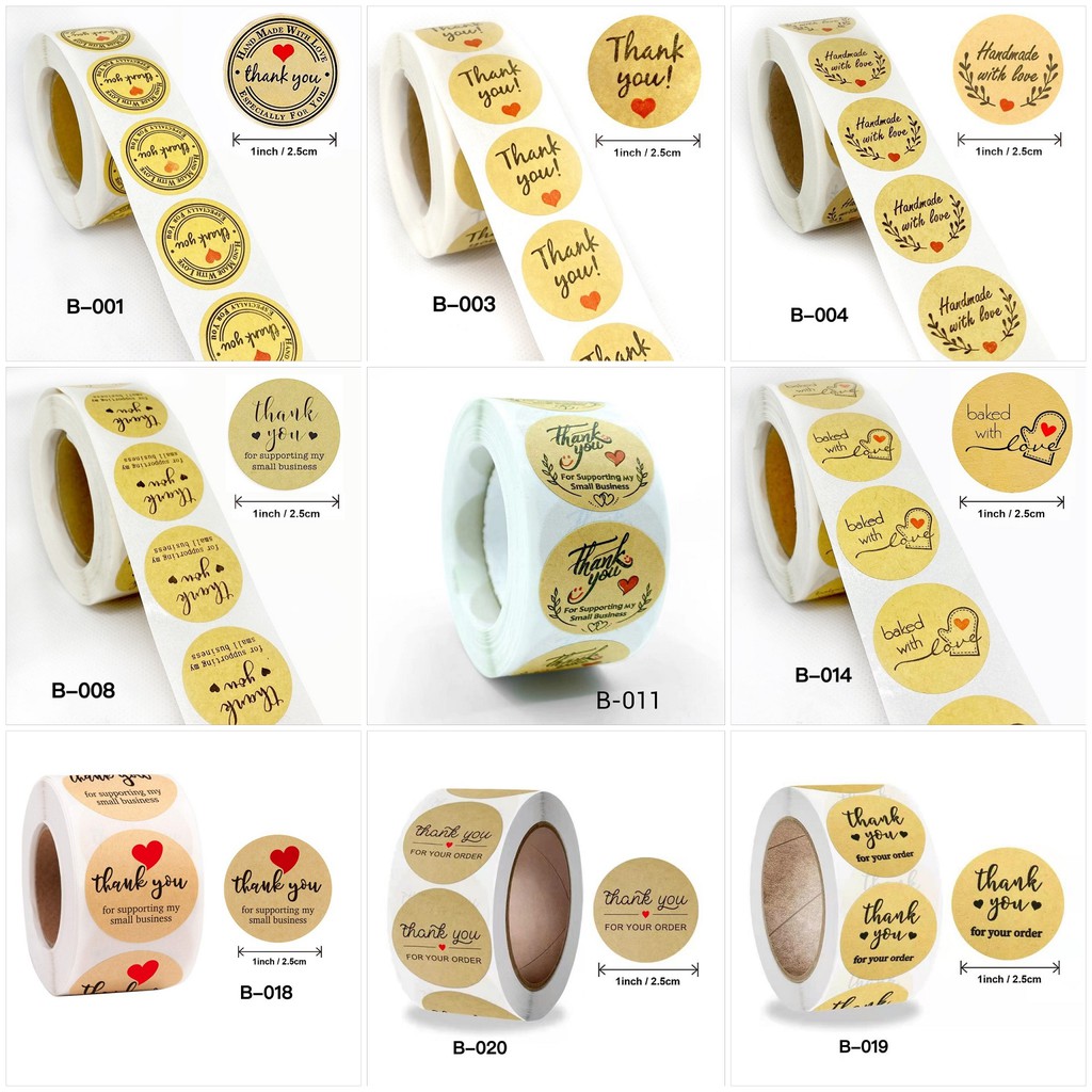 500pcs/roll Round Thank You for Your Order Stickers Handmade Seal Label ...