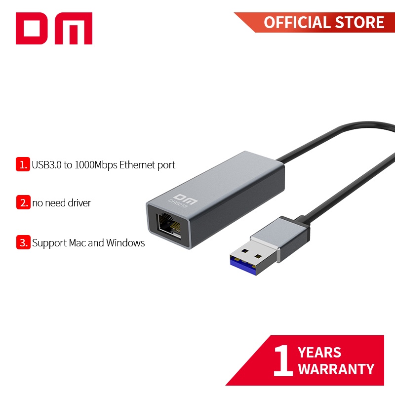 DM CHB019 USB3.0 to Gigabit Ethernet Adapter | Plug & Play | Aluminum ...
