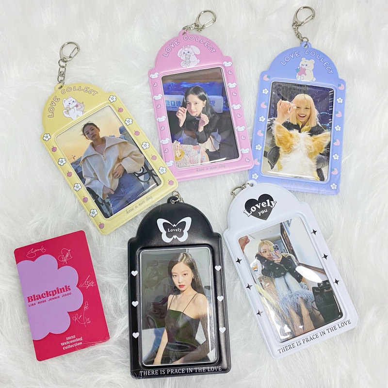 Cute Photocard Holder Clear Photo Sleeve Keychain Idol Album ID