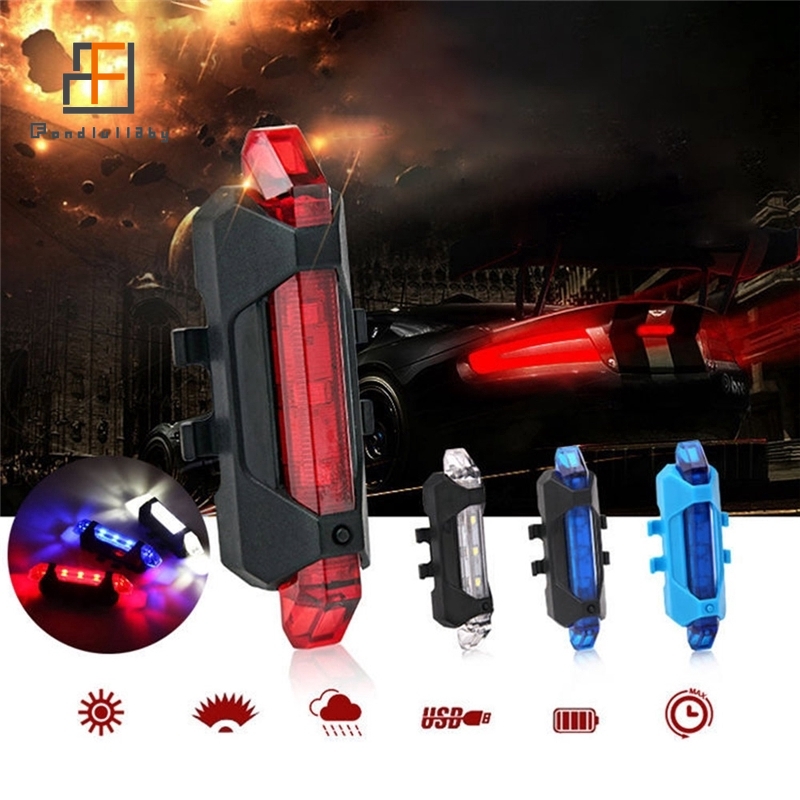 [ready stock] Portable USB Rechargeable Bike Bicycle Tail Rear Safety Warning Light Taillight