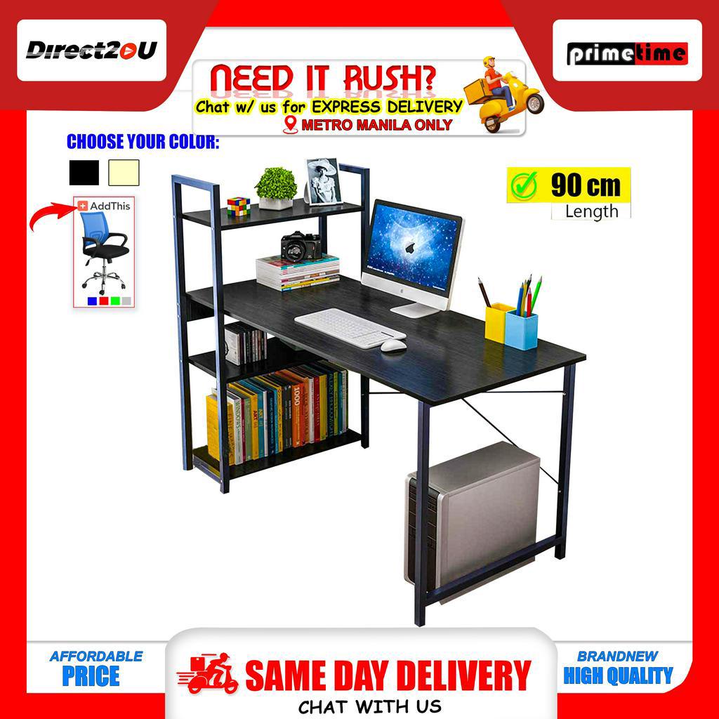 Primetime Scandinavian Desk Table with 4-tier Side Book Shelf | Shopee ...