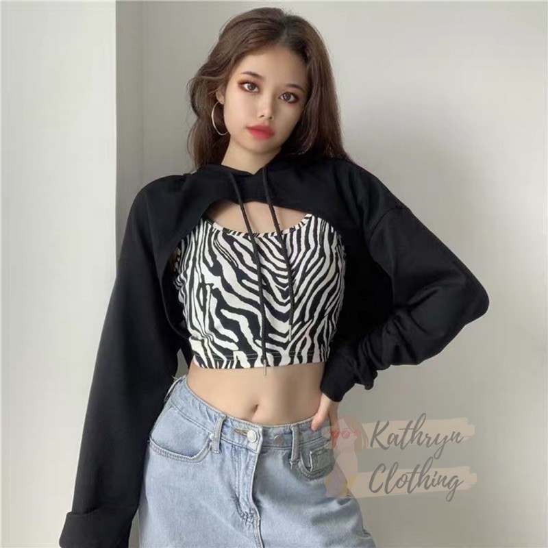 Kathryn Trendy cropped jacket Super Crop Hoodie Long Sleeve Crop Top FIT TO MEDIUM 11201 Shopee Philippines