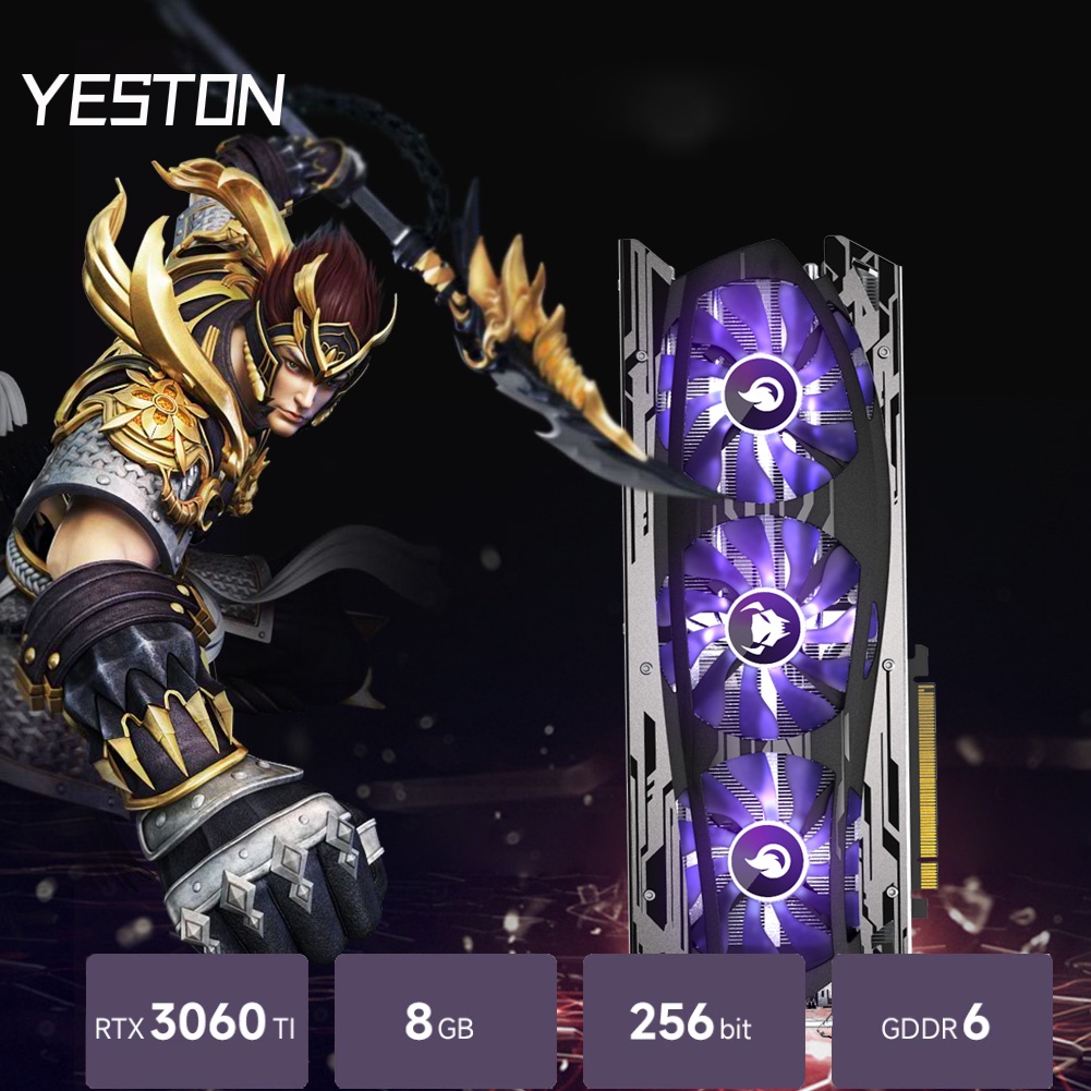 YESTON RTX 3060Ti Graphics Card 8G GDDR6 256Bit LB Desktop Computer GPU Gaming Memory Video Card