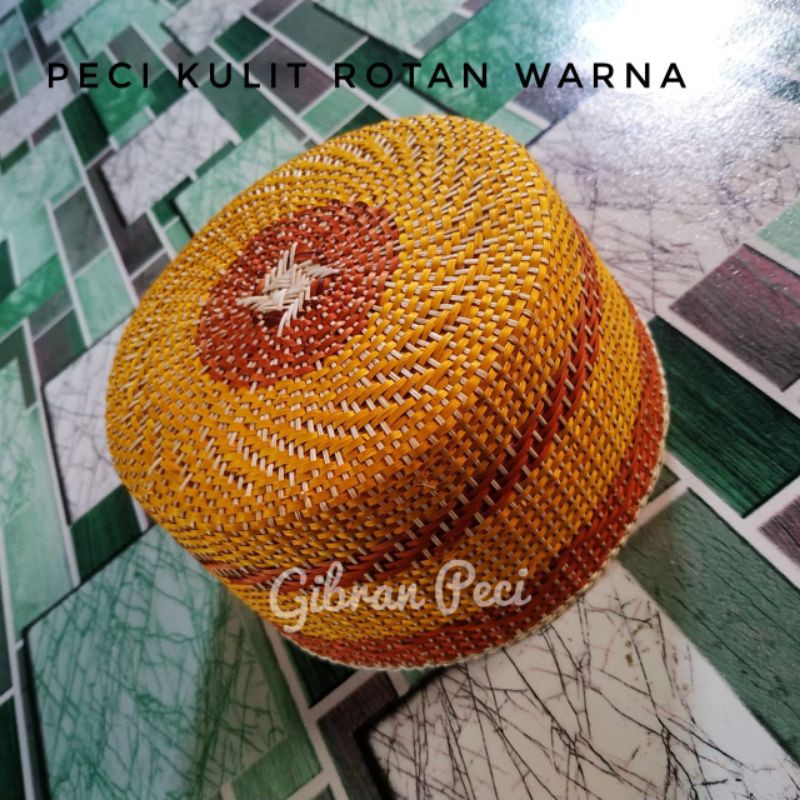 Round rattan leather cap, full color, handmade ethnic cap, typical ...