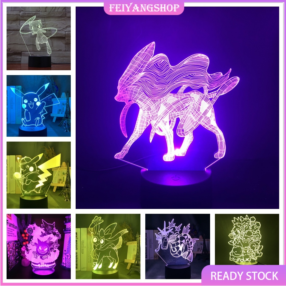 Pokemon Gengar Haunter Gastly 3D Illusion Nightlights Anime Lamp Visual ...