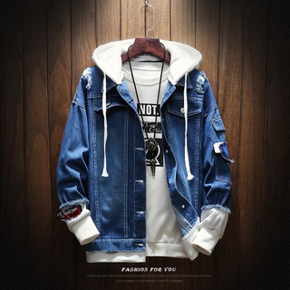 hooded jean jacket mens
