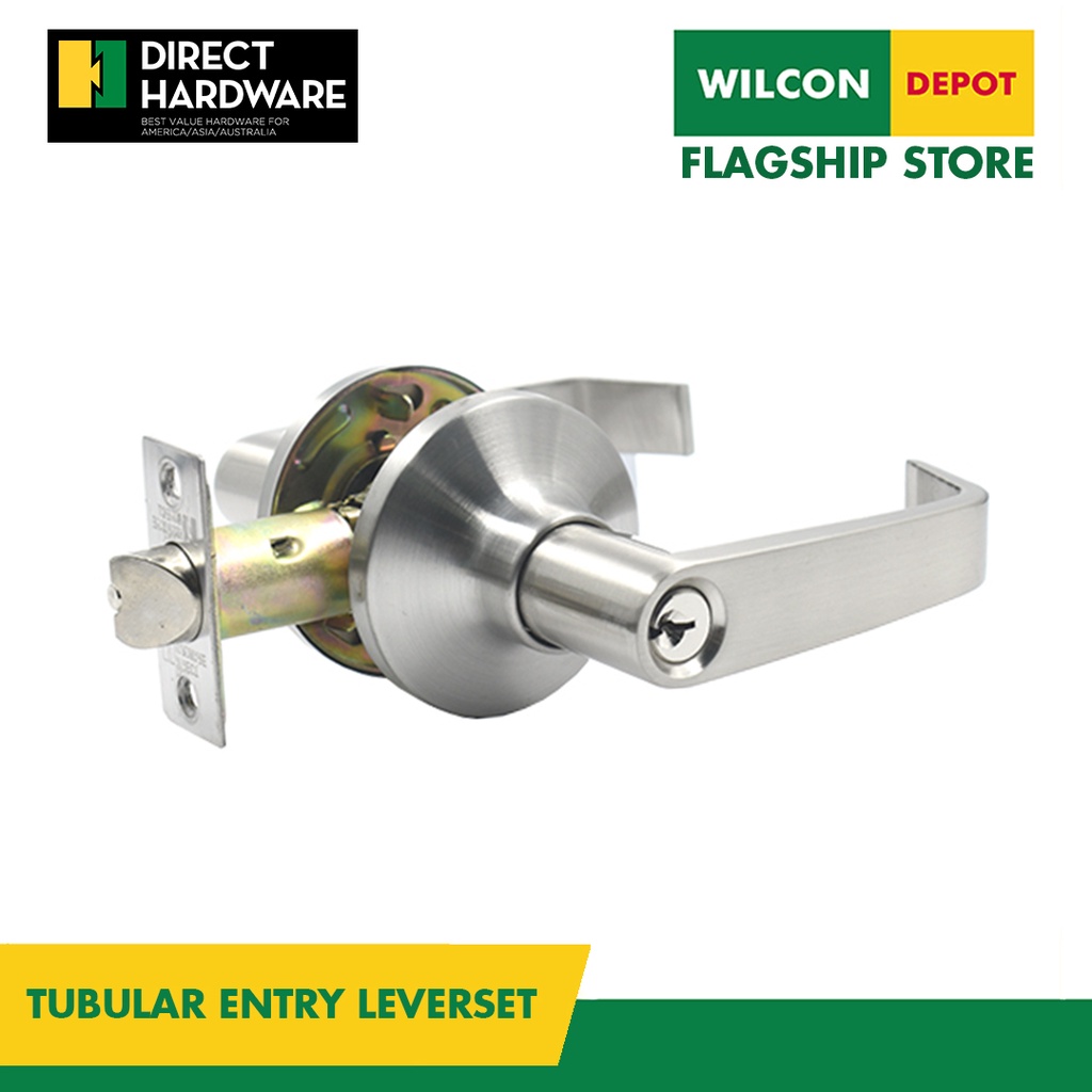 DIRECT HARDWARE Tubular Door Handle Lever Set Grade 3 Lockset TL 850AETSN w/ Key by Wilcon