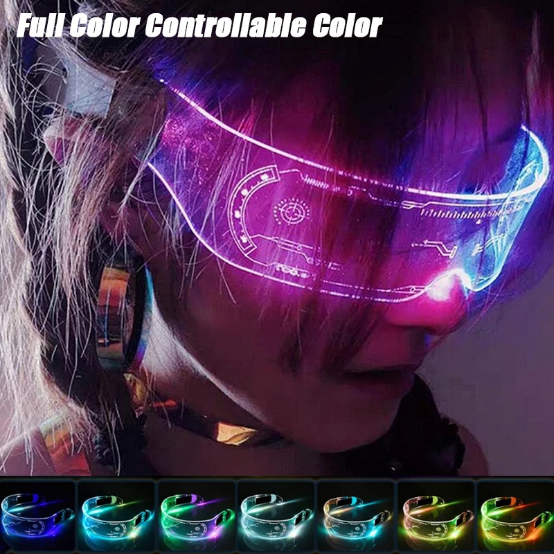 COD&PH.STOCK LED Luminous Glasses EL Wire Neon Light Up Visor ...