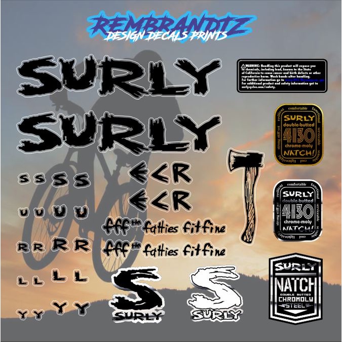 Bike frame decals set - Surly ECR - printed and cut-out/stencil ...
