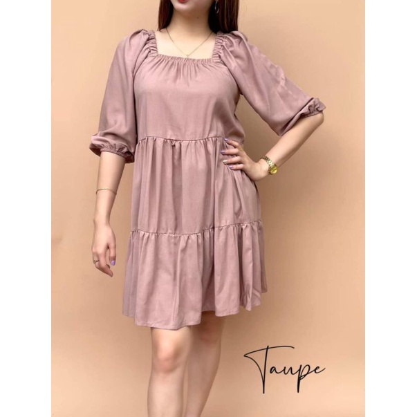 LILY SQUARE NECK BABY DOLL PUFF SLEEVE DRESS (Small to XL body