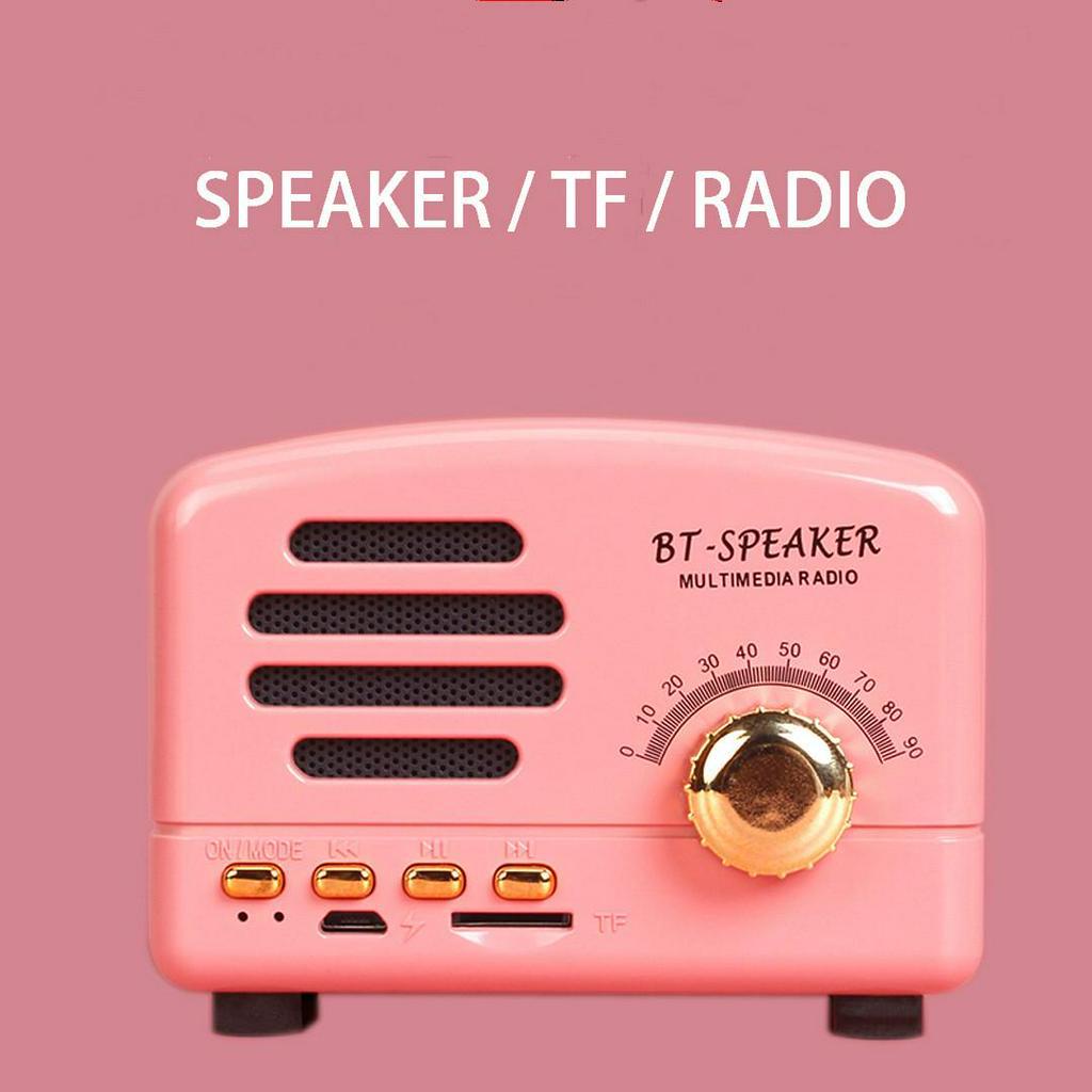 FM Radio Portable Bluetooth Speaker Retro Mini Wireless Bluetooth ...
