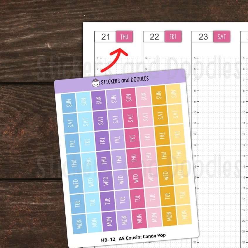 Hobonichi Days of the Week Planner Stickers for A5 Cousin and Avec ...