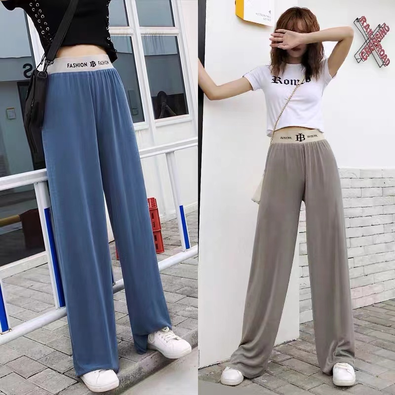 summer Korean version of the high-waisted thin pleated drape loose mop ...