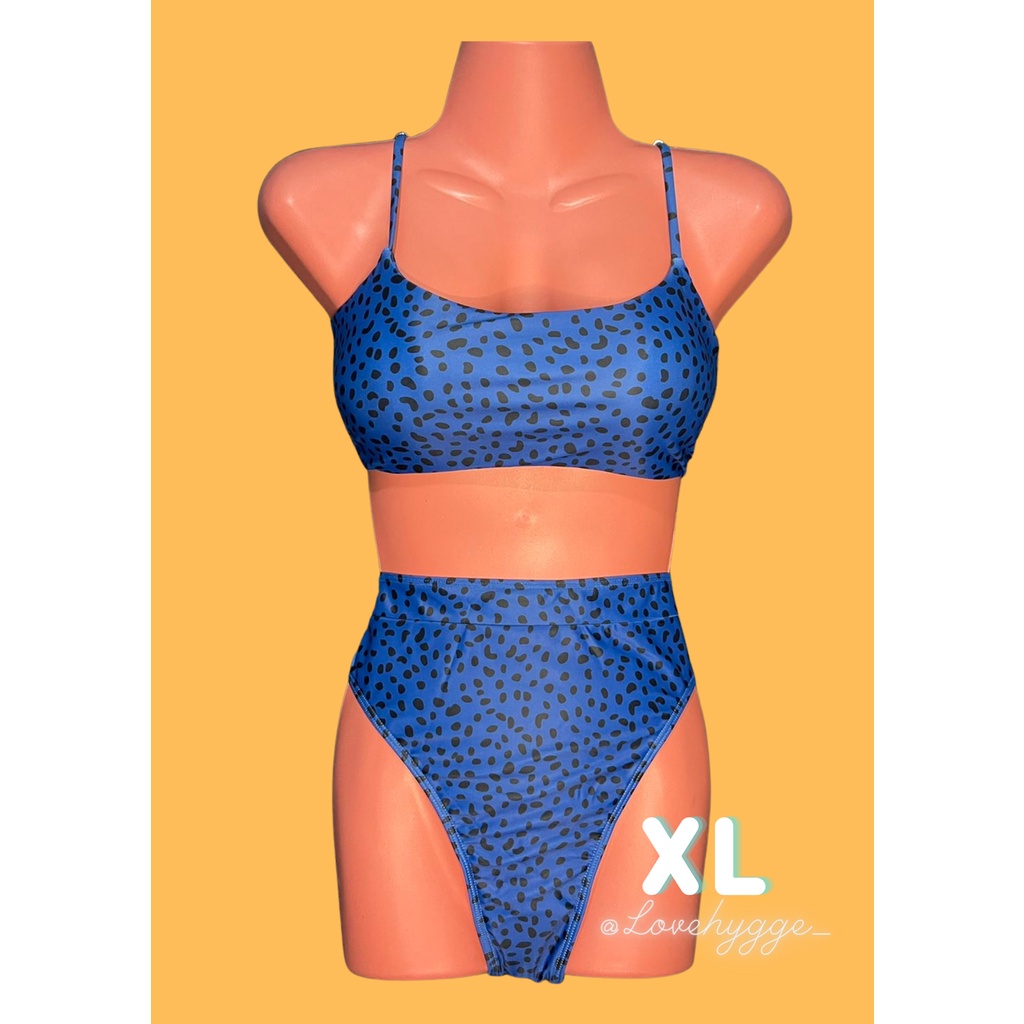 Polka Dark Blue Tube Bikini (XL) Shopee Philippines