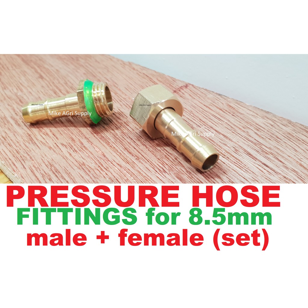 8.5mm POWER SPRAYER hose FITTINGs (1 pair) pressure washer carwash nozzle HOSE connector brass
