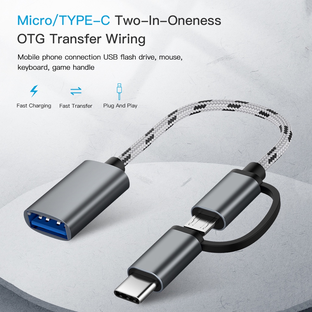 2 in 1 USB OTG Cable Adapter to Micro USB+Type-C Connector USB ...