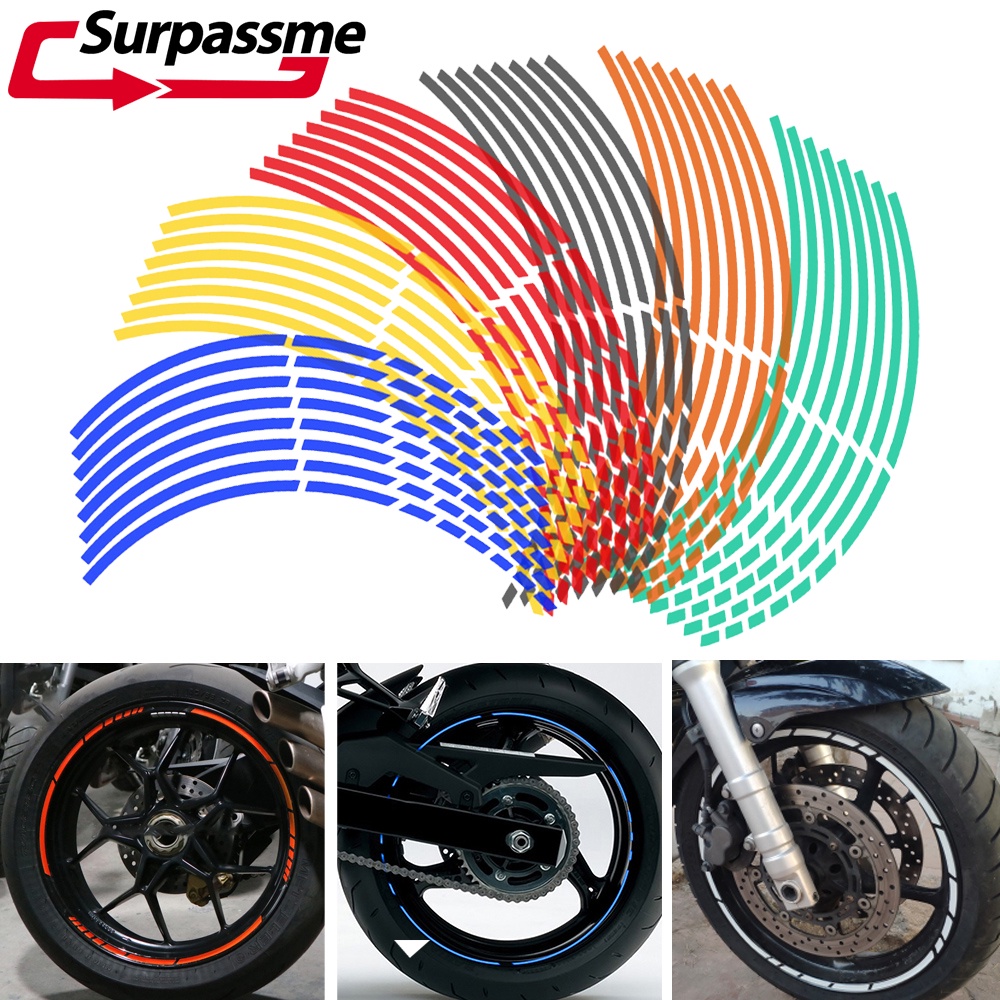 (stock) ☆^ 18'' Reflective Wheel Rim Stripe Decal for Motorcycle Wheels