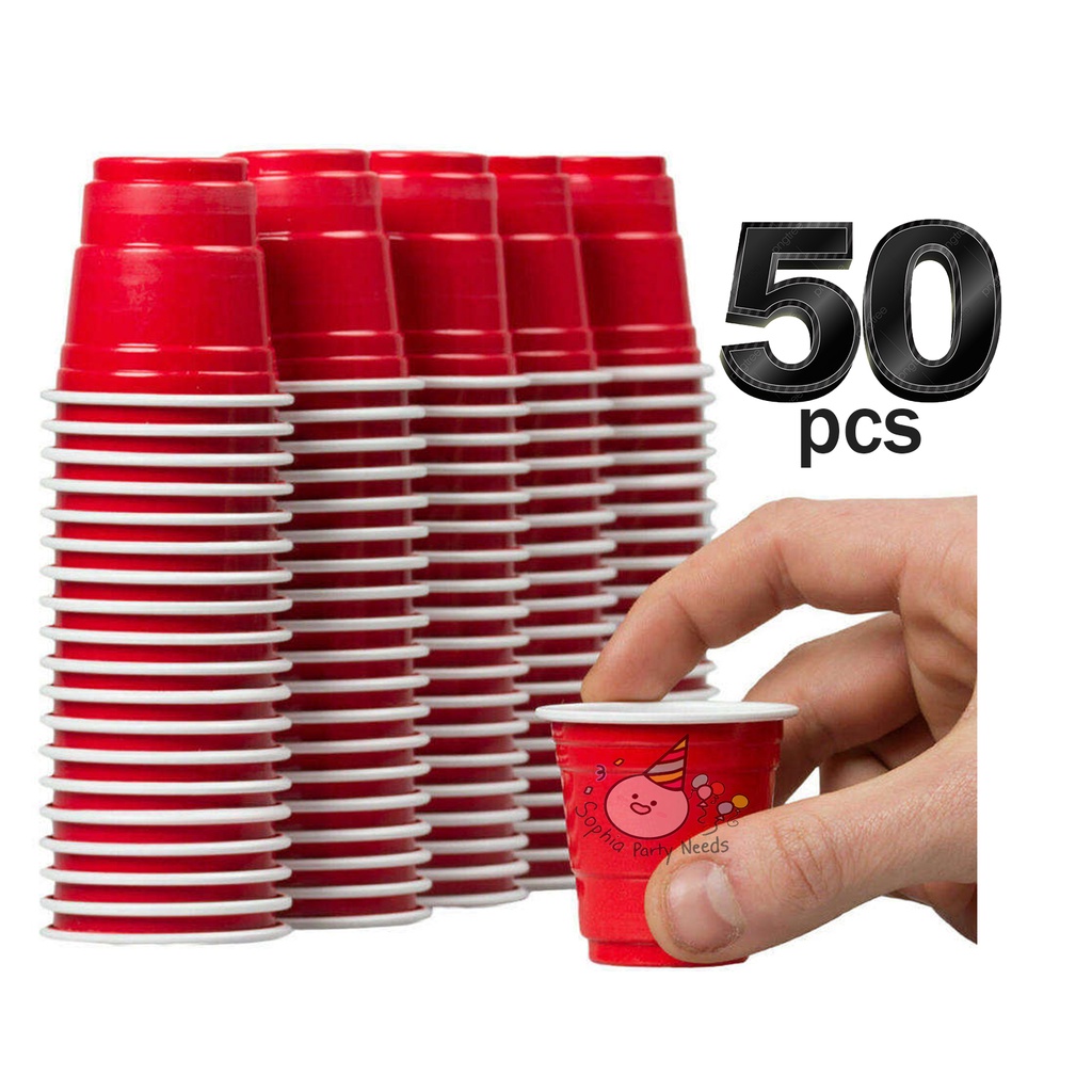 50pcs Mini Beer Pong Cups American Red Cups Shot Glass Shotglass ...