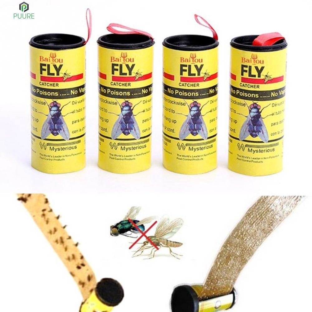 4pcs High Quality 4X Fly Sticky Paper Strip Mosquitos Killer Catcher ...