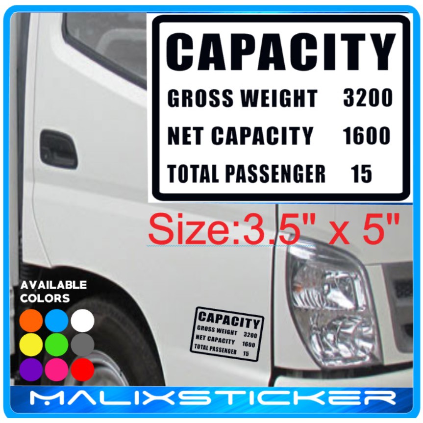 CAPACITY STICKER 3.5" X 5" 2pcs set | Shopee Philippines