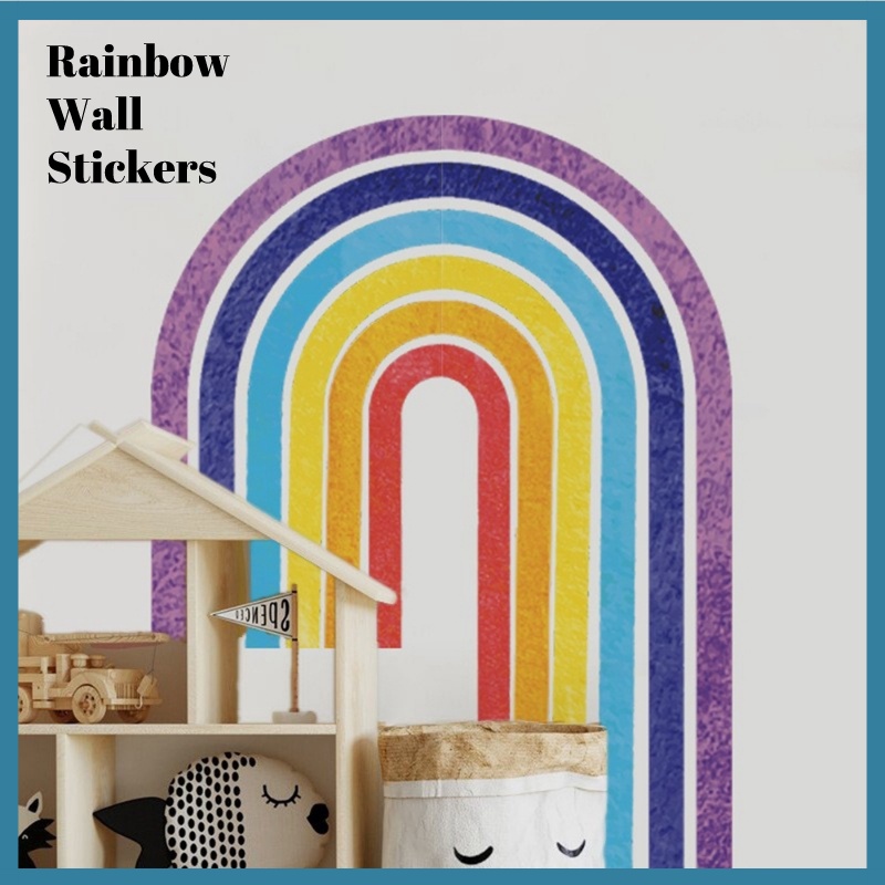 Bohemian Big Rainbow Wall Sticker Children's Room Cartoon Watercolor