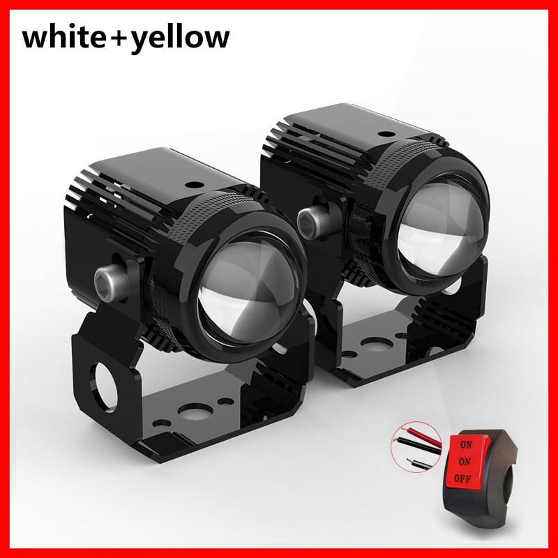 2PCS Color Mini Motorcycle Driving Lights White+Yellow Pair with ...