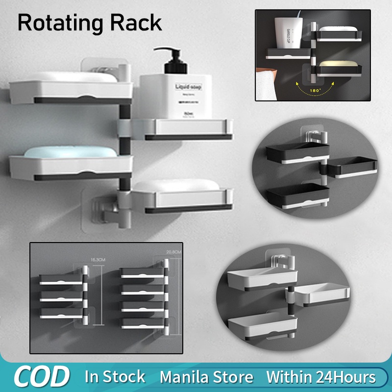 Soap Rack Wall Mounted Soap Holder 3/4 Layer Rotatable Draining ...