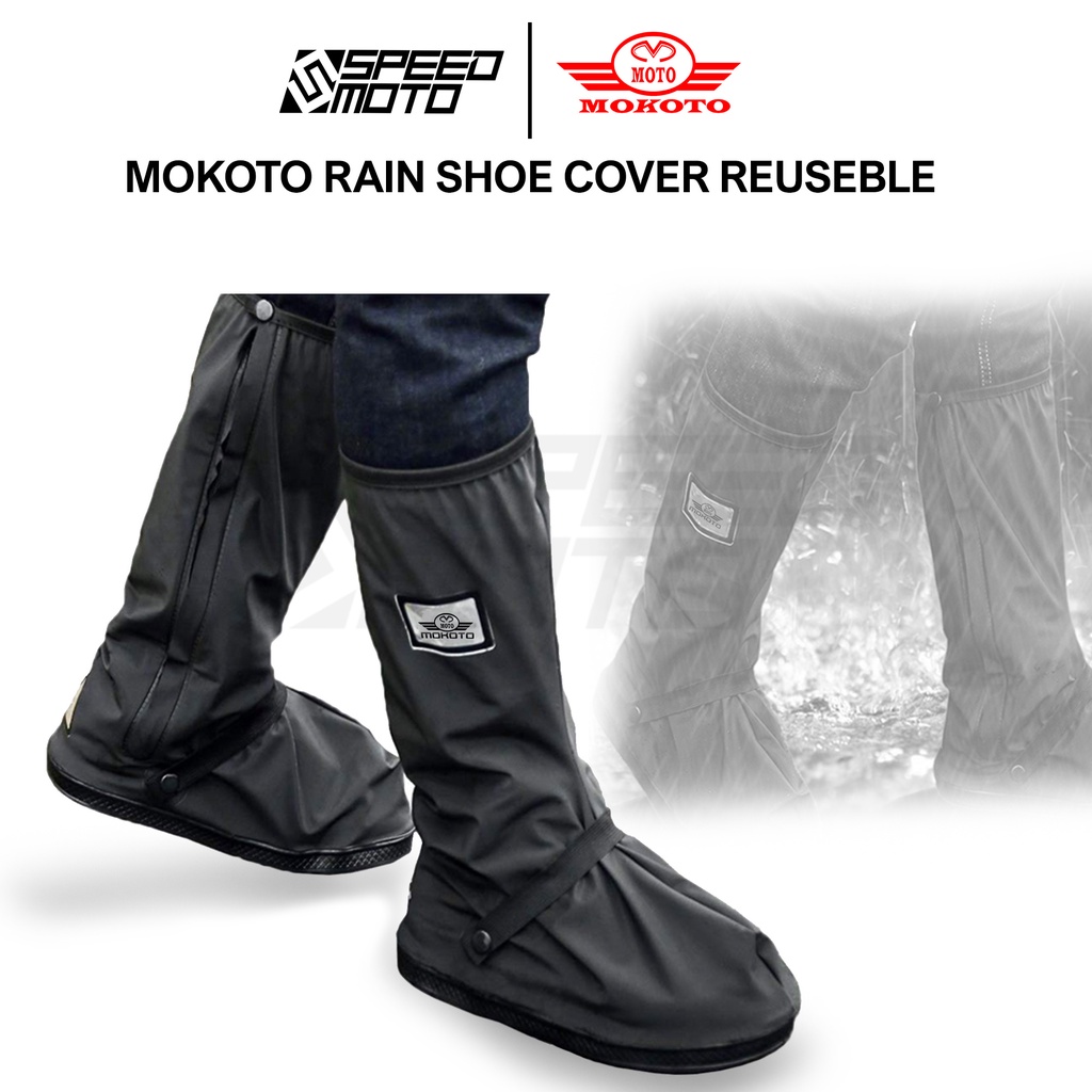 MOKOTO RAIN SHOE COVER REFLECTIVE / MOTORCYCLE RAIN BOOT COVER UNISEX WATERPROOF RAINWEAR